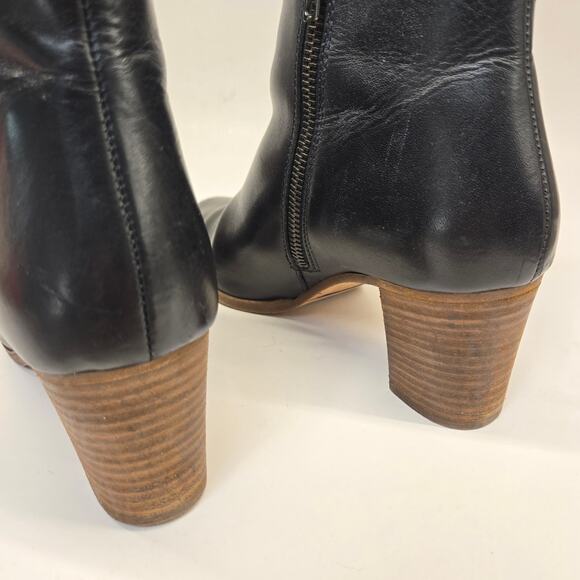 J. Crew Aggie Classic Black Leather Heeled Ankle Boot, Size 8.5, Made in Italy - Picture 5 of 10